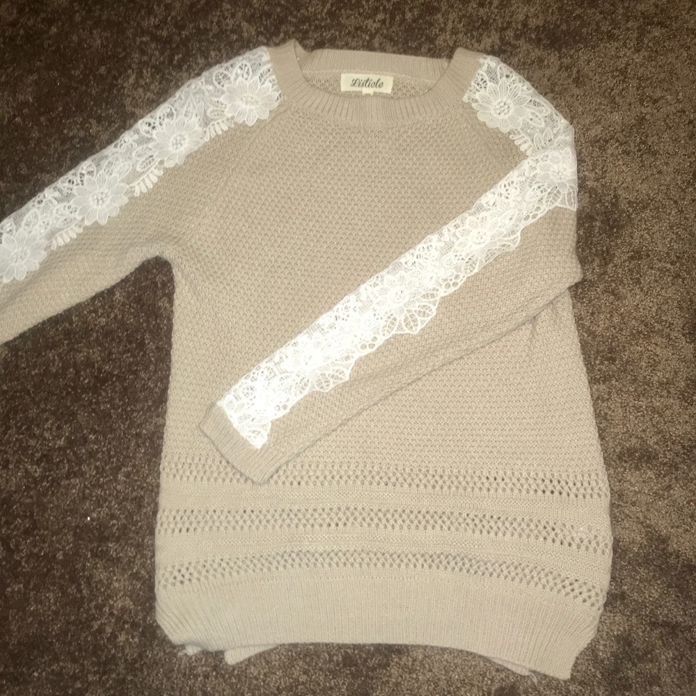 Lace Shoulder Sweater